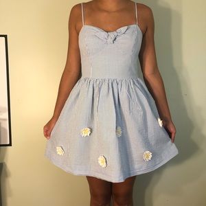 Lilly Pulitzer Blue Seersucker And Flower Sundress